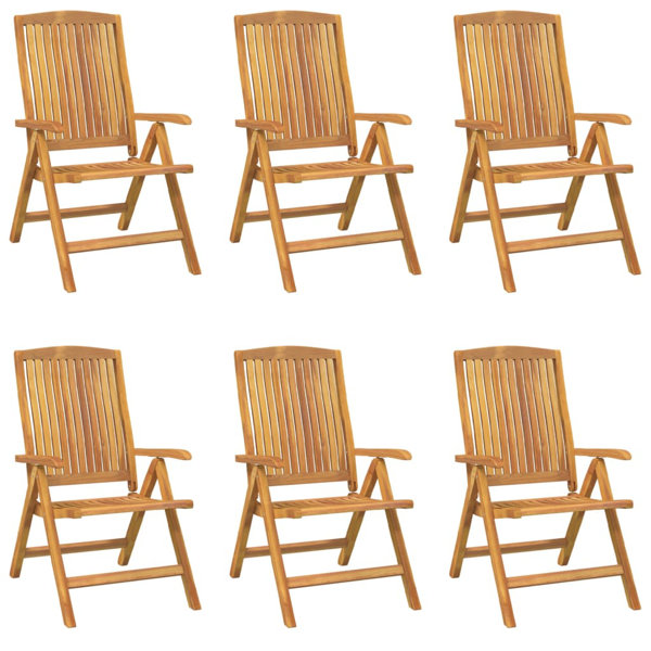 Rosalind Wheeler Reclining Garden Chairs 6 Pcs Solid Wood Teak